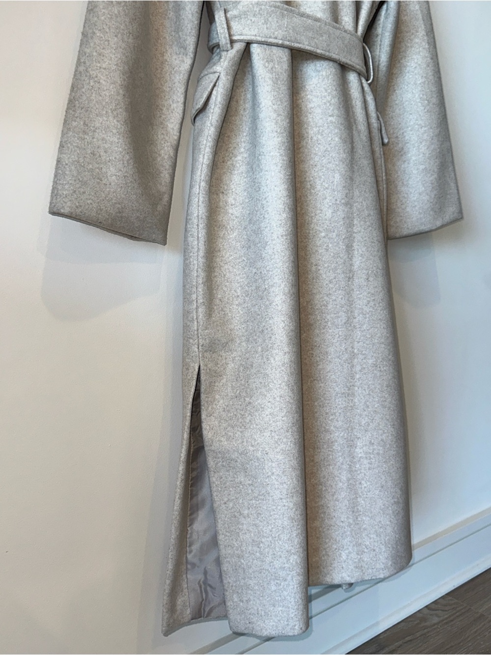 With Black Long Belted Robe Coat - Light Gray - Picture 16 of 16